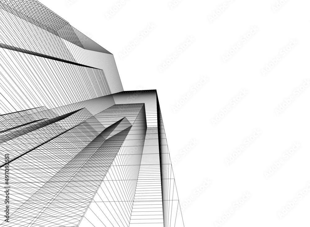 abstract architecture vector 3d illustration