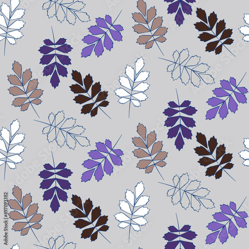 Vector seamless half-drop pattern, with leaves