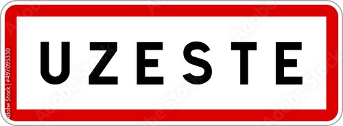 Panneau entrée ville agglomération Uzeste / Town entrance sign Uzeste photo