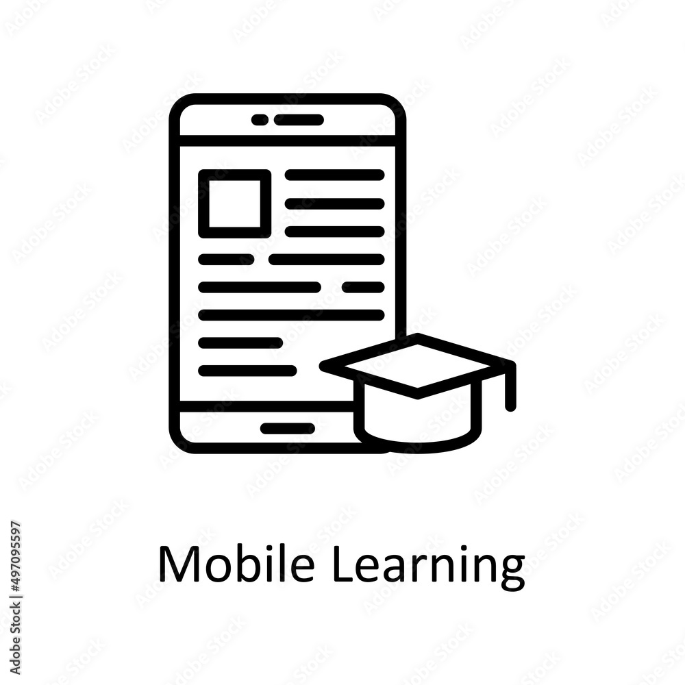 Mobile Learning vector Outline Icon Design illustration. Educational Technology Symbol on White background EPS 10 File Mobile Learning vector Outline Icon Design illustration. Educational Technology Symbol on White background EPS 10 File
