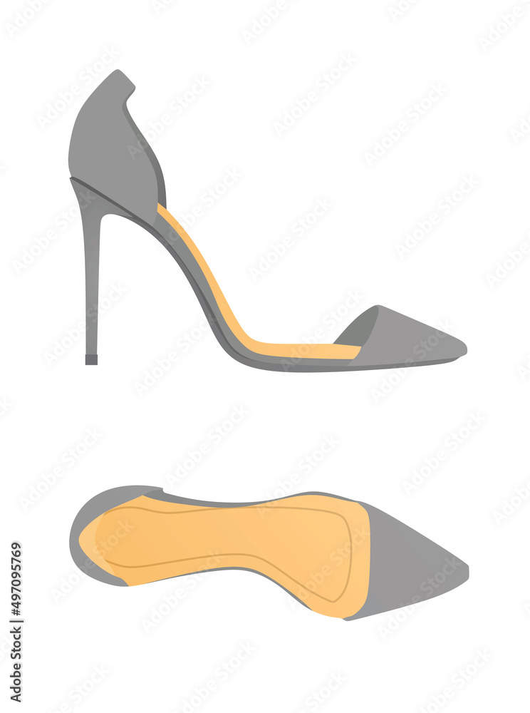 Grey high heel sandal. vector illustration Grey high heel sandal. vector illustration