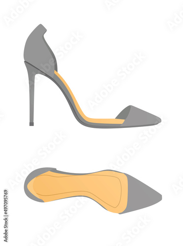 Grey high heel sandal. vector illustration