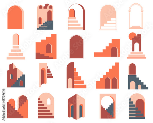 Abstract stairs elements set.