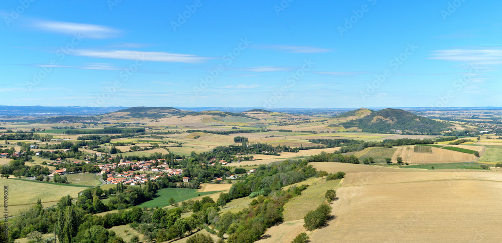 Magnificent viewpoint with a view of a beautiful landscape during the summer, with volcanic protuberances.