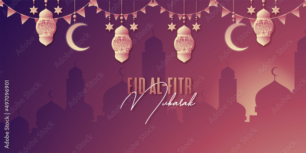 Creative eid mubarak islamic banner design