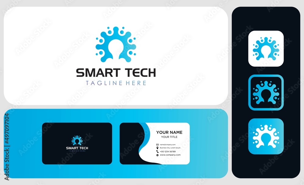 Package logo design and business card. Modern Tech Bulb logo designs concept, Technology Bulb Idea logo template