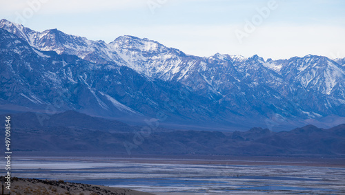 Muah Mountain with snow across from Owens Lake