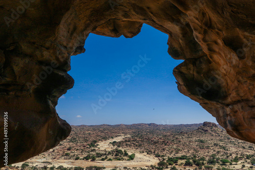 Laas Geel, Somaliland - November 10, 2019: Panoramic View from the Las Geel Caves to the Around Valley photo