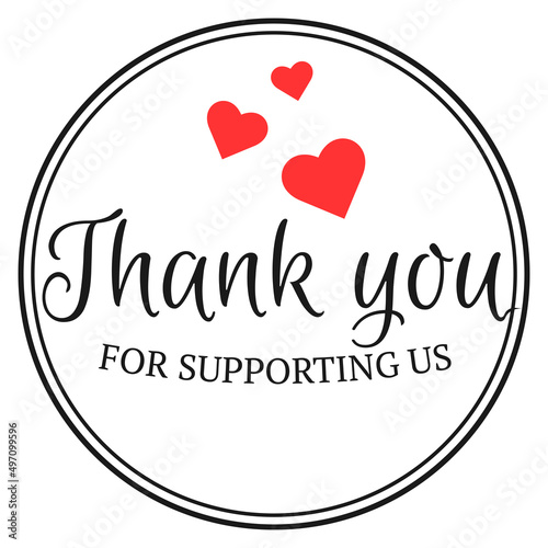 Thank you for supporting us gratitude quote. Words of appreciation vector design for charity project with modern lettering text