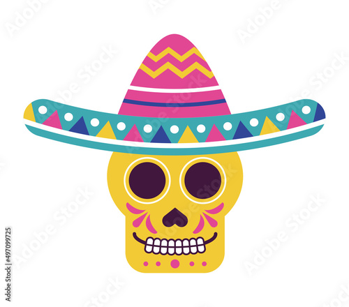 skull with mariachi hat