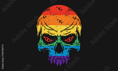Skull Pride Rainbow Vintage Vector T shirt