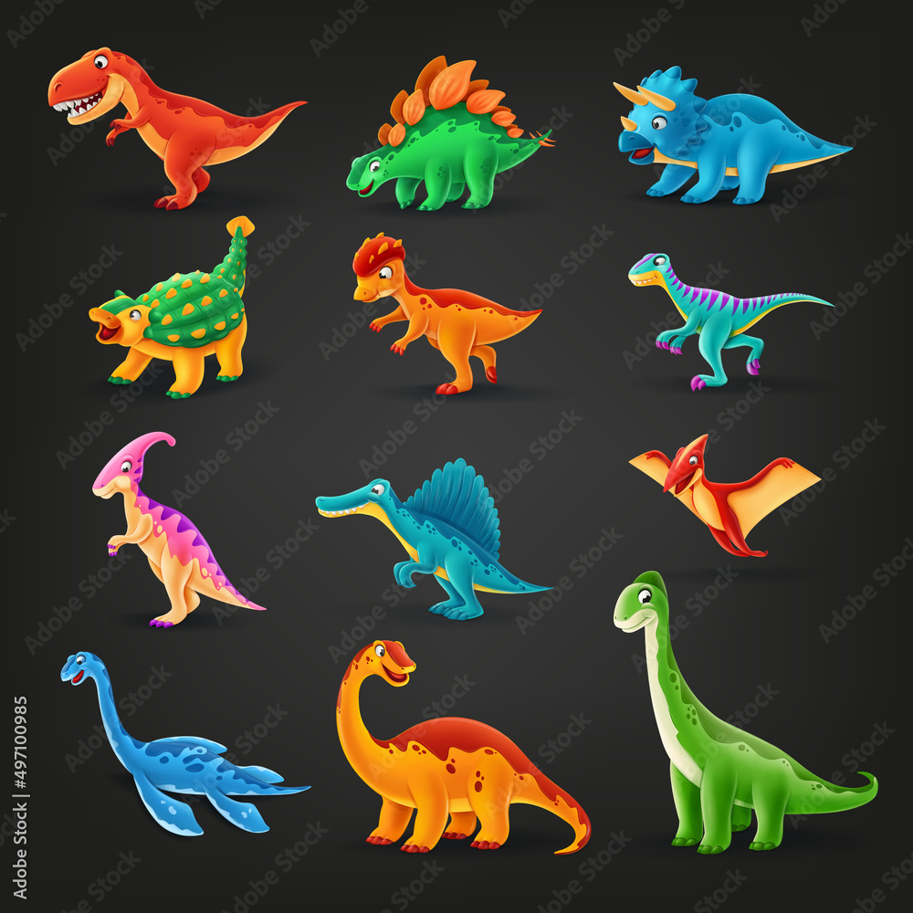 set of cute cartoon dinosaurs set of cute cartoon dinosaurs