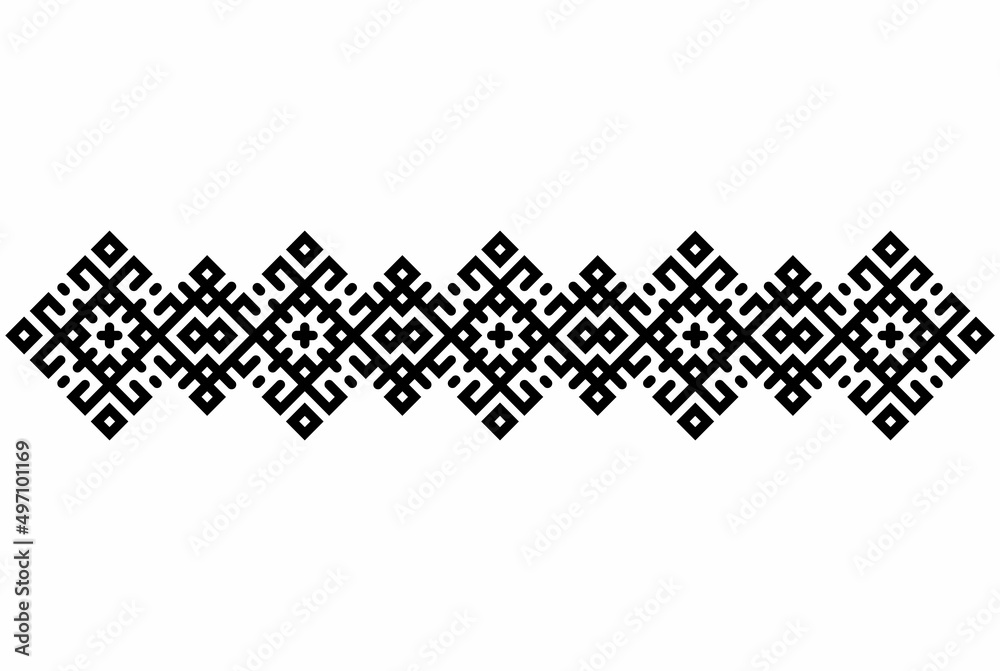 ancient slavic embroidery pattern. square seamless rhombuses. flat vector illustration. - obrazy, fototapety, plakaty 