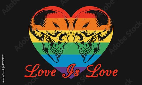 Skull Pride Rainbow Vintage Vector T shirt