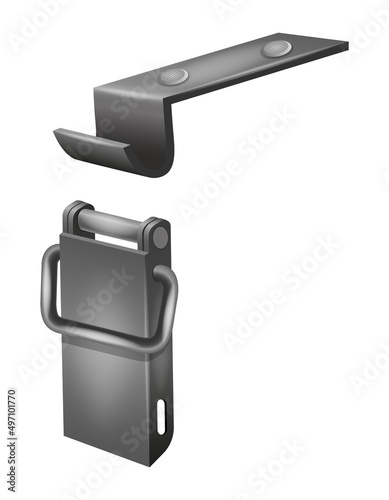 metal latch for tool box vector illustration