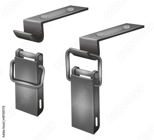 metal latch for tool box vector illustration