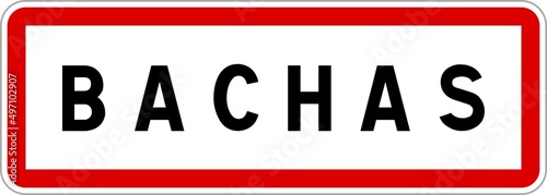 Panneau entrée ville agglomération Bachas / Town entrance sign Bachas photo