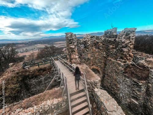 A view of castle in Velky Saris city in Slovakia photo