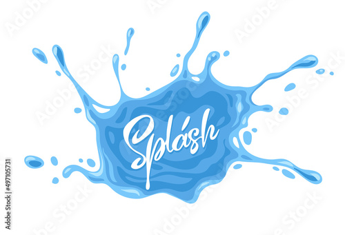 Water splash pool with drops and spray, Isolated on white background. Eps10 vector illustration.