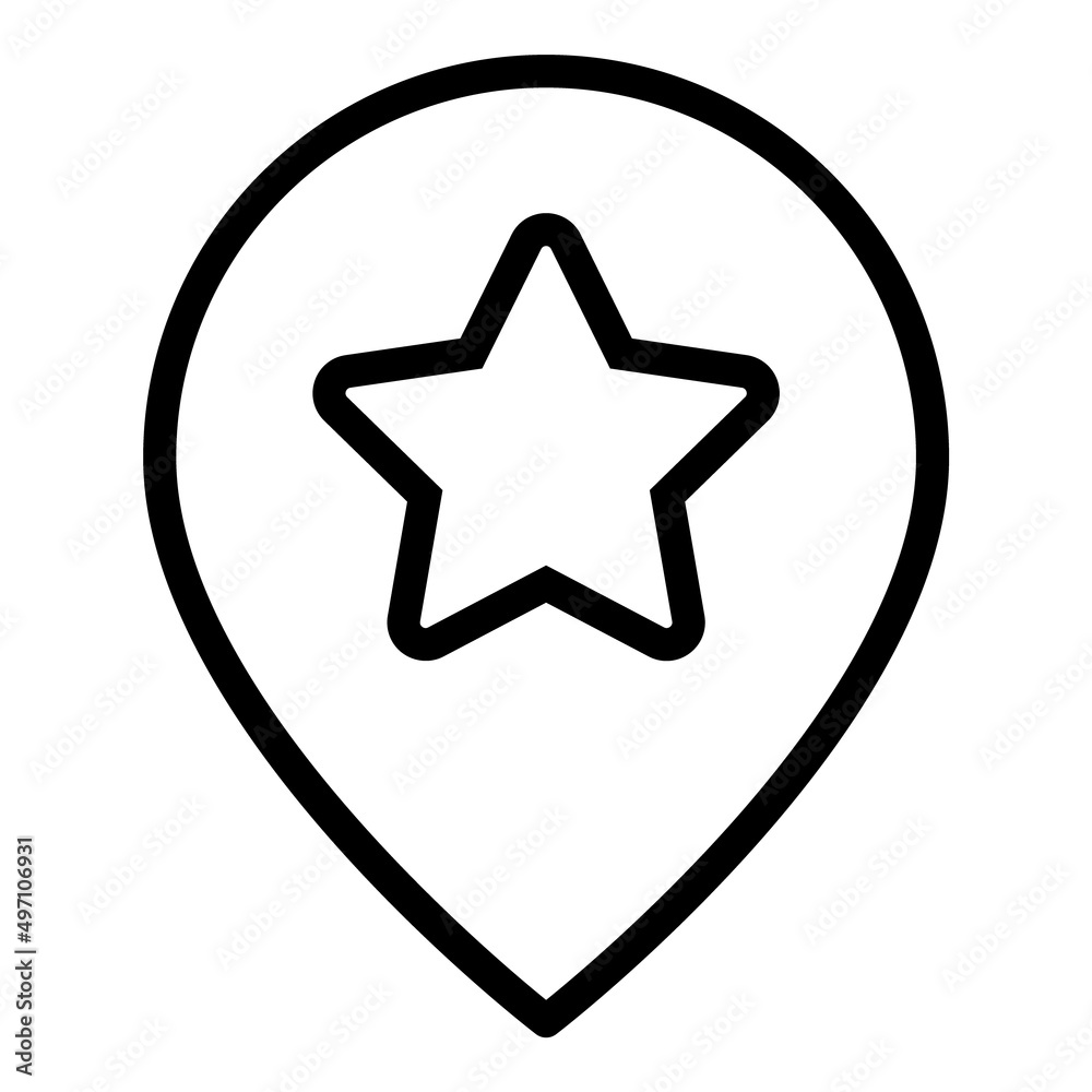 Star Map Pin Flat Icon Isolated On White Background