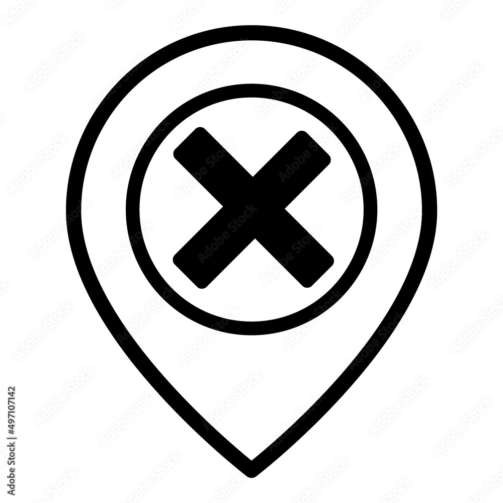 Obraz premium Map Pin Delete Flat Icon Isolated On White Background