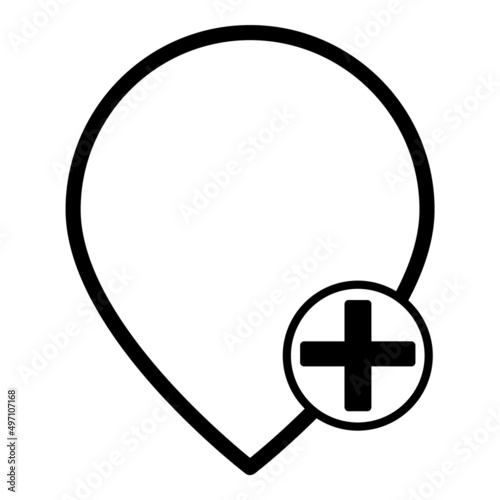 Map Pin Add Flat Icon Isolated On White Background