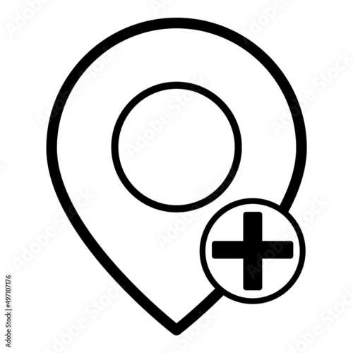 Map Pin Add Flat Icon Isolated On White Background