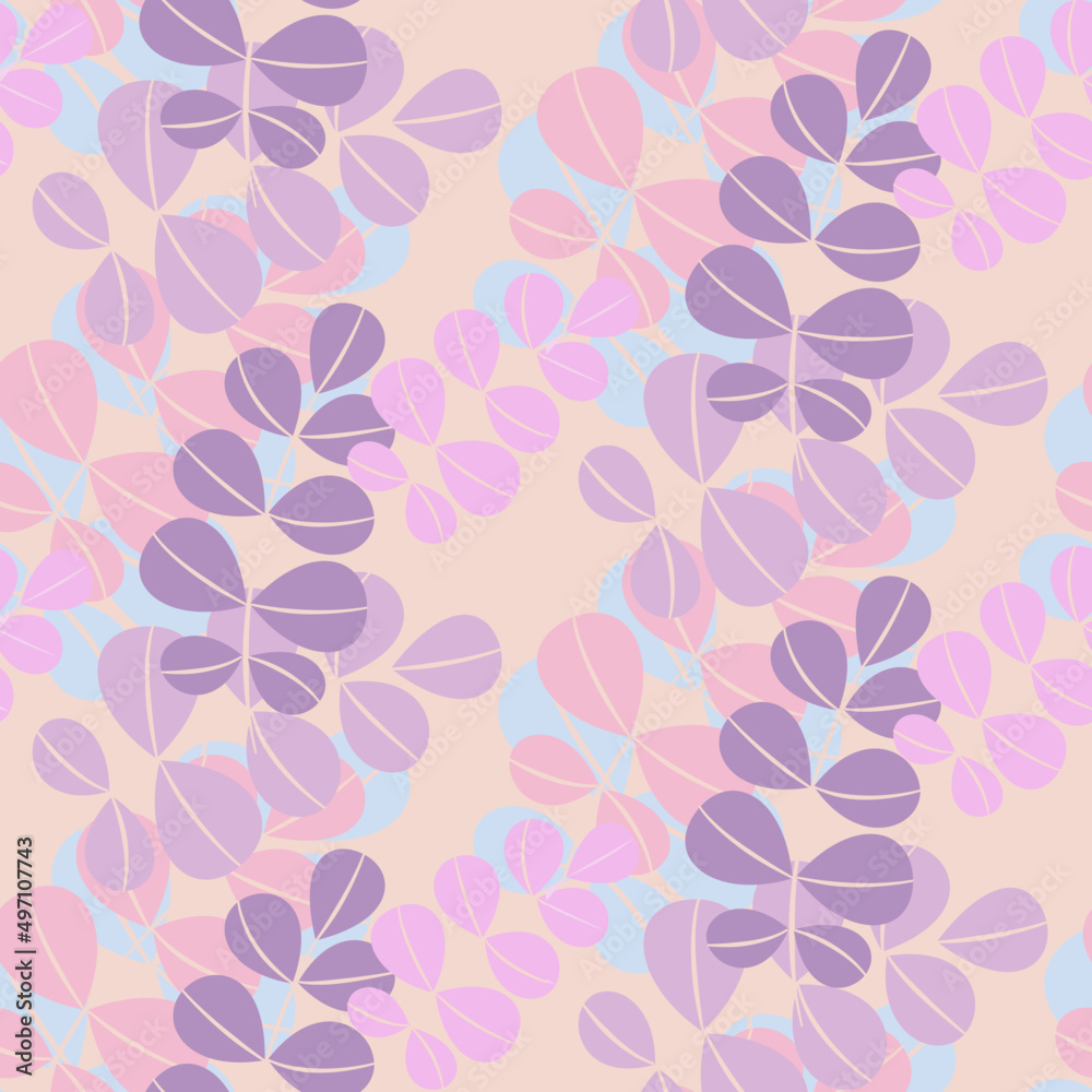 Vector seamless half-drop pattern, with leaves Vector seamless half-drop pattern, with leaves