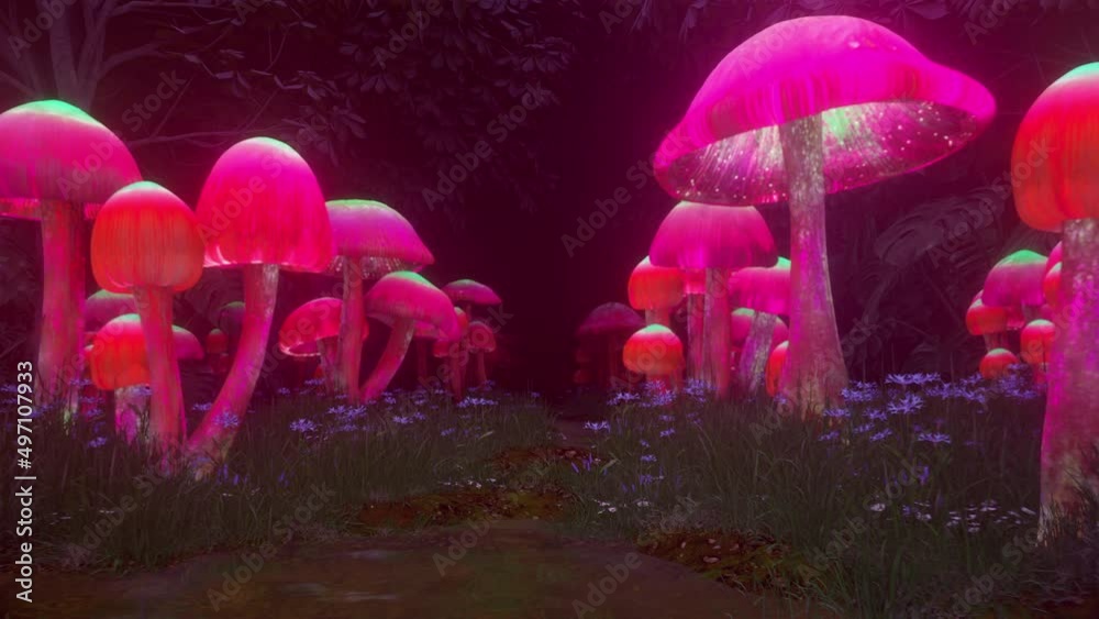 Open third eye Trippy 3D psychedelic mushrooms magic tunnel animation beautiful background art