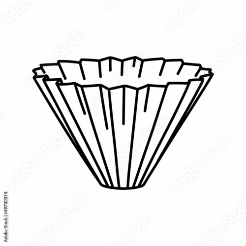 origami coffee method doodle icon, vector color line illustration