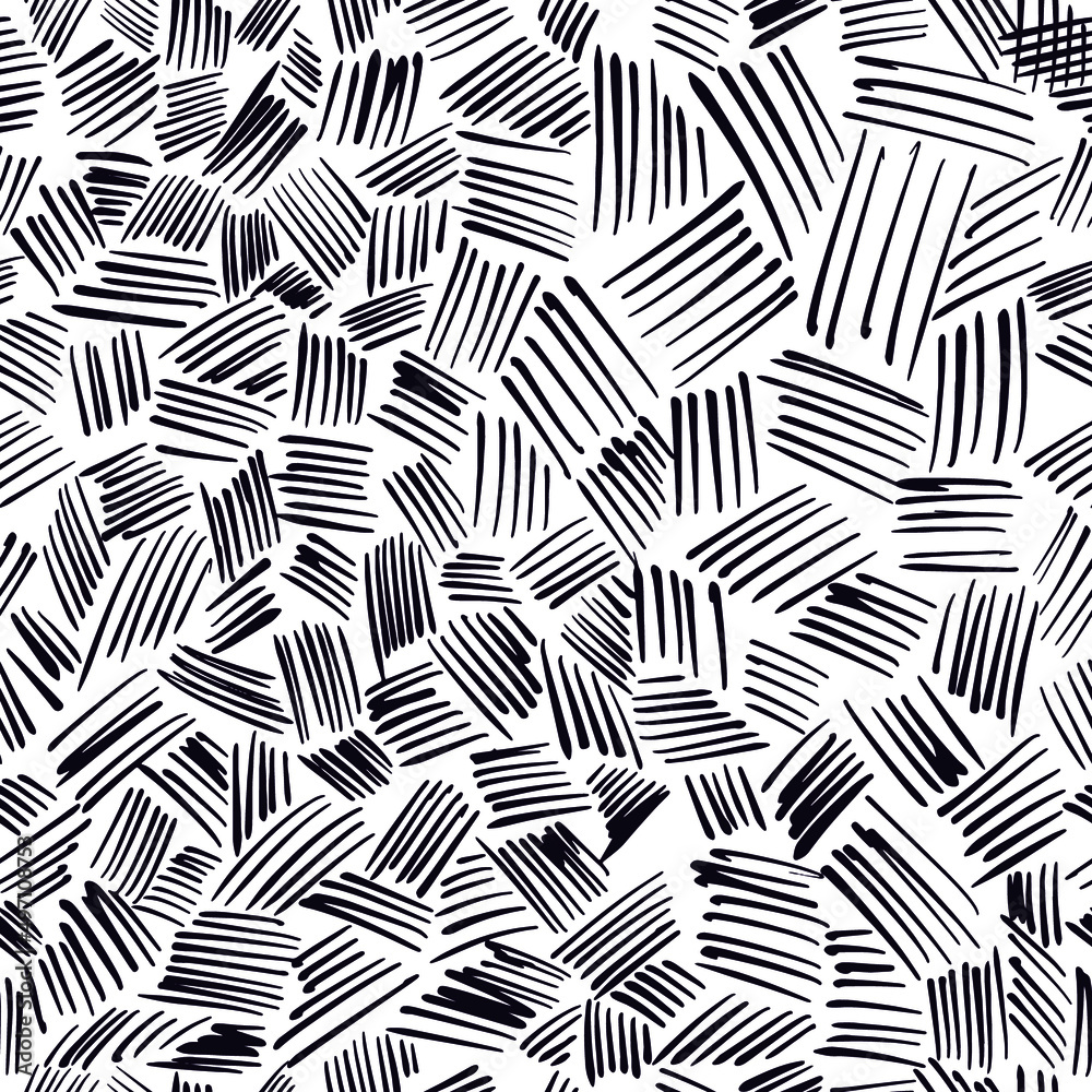 Dashes, stripes, grids, doodles in the form of a seamless vector pattern. Versatile and concise for wallpapers and backgrounds