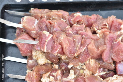 Pork meat for barbecue before frying