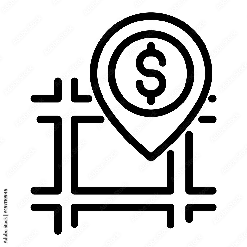 Obraz premium Currency Exchange Map Location Point Flat Icon Isolated On White Background