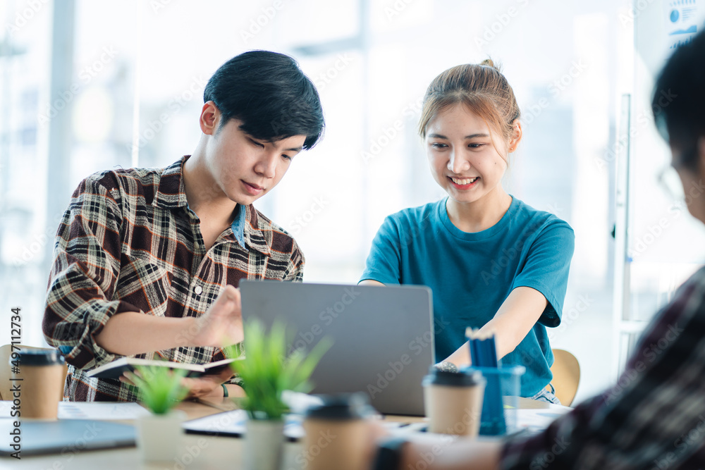 Business project teams work together in a meeting room at the office. blur background Business project teams work together in a meeting room at the office. blur background