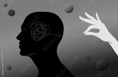 Psychology concept vector illustration. Mental health, depression, seasonal affected, sleep disorder. Psychiatry, philosophy photo