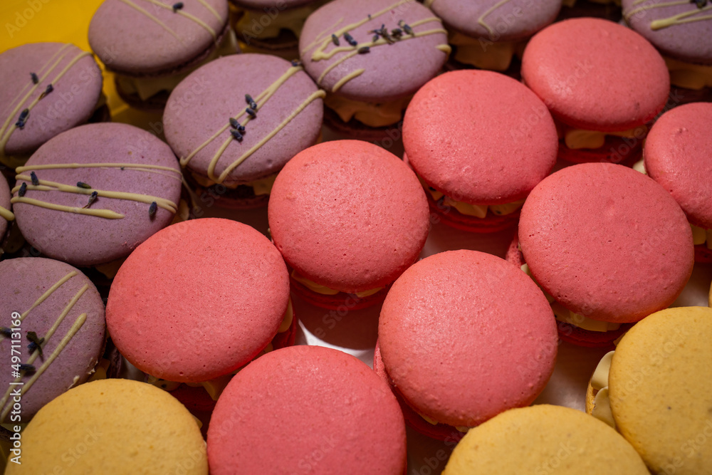 Many tasty macarons as background Many tasty macarons as background