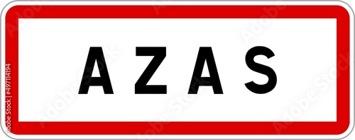 Panneau entrée ville agglomération Azas / Town entrance sign Azas photo