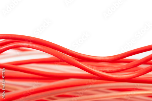 Electic cable and wire in computer network systems isolated on white background