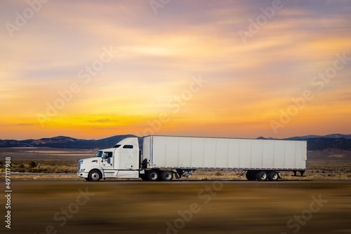 Semi Trucks on the Nevada Highway, USA. Trucking in Utah , USA