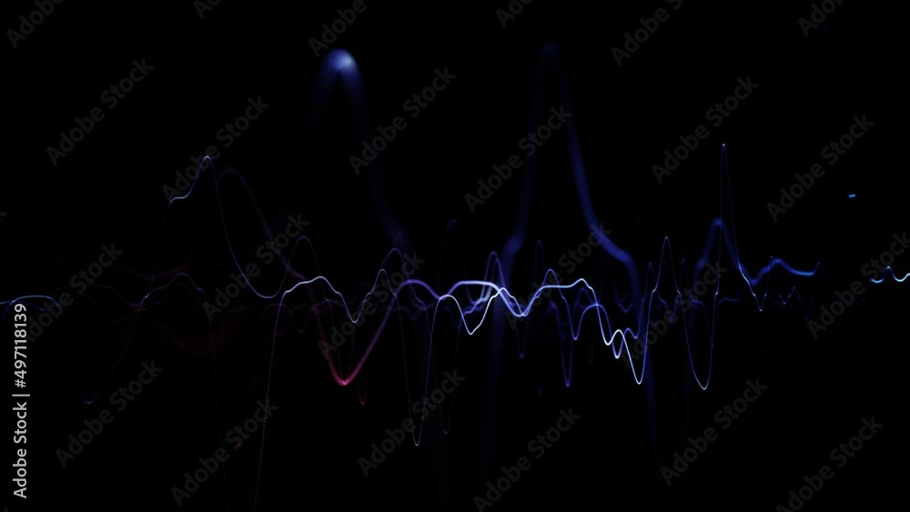 Oscillation line graphs loop motion on clean black background.