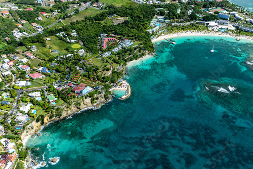 Aerial view of the south coast near Sainte-Anne  Grande-Terre  Guadeloupe  Lesser Antilles  Caribbean.
