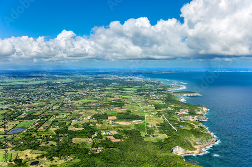 Aerial view of the East coast, Grande-Terre, Guadeloupe, Lesser Antilles, Caribbean.