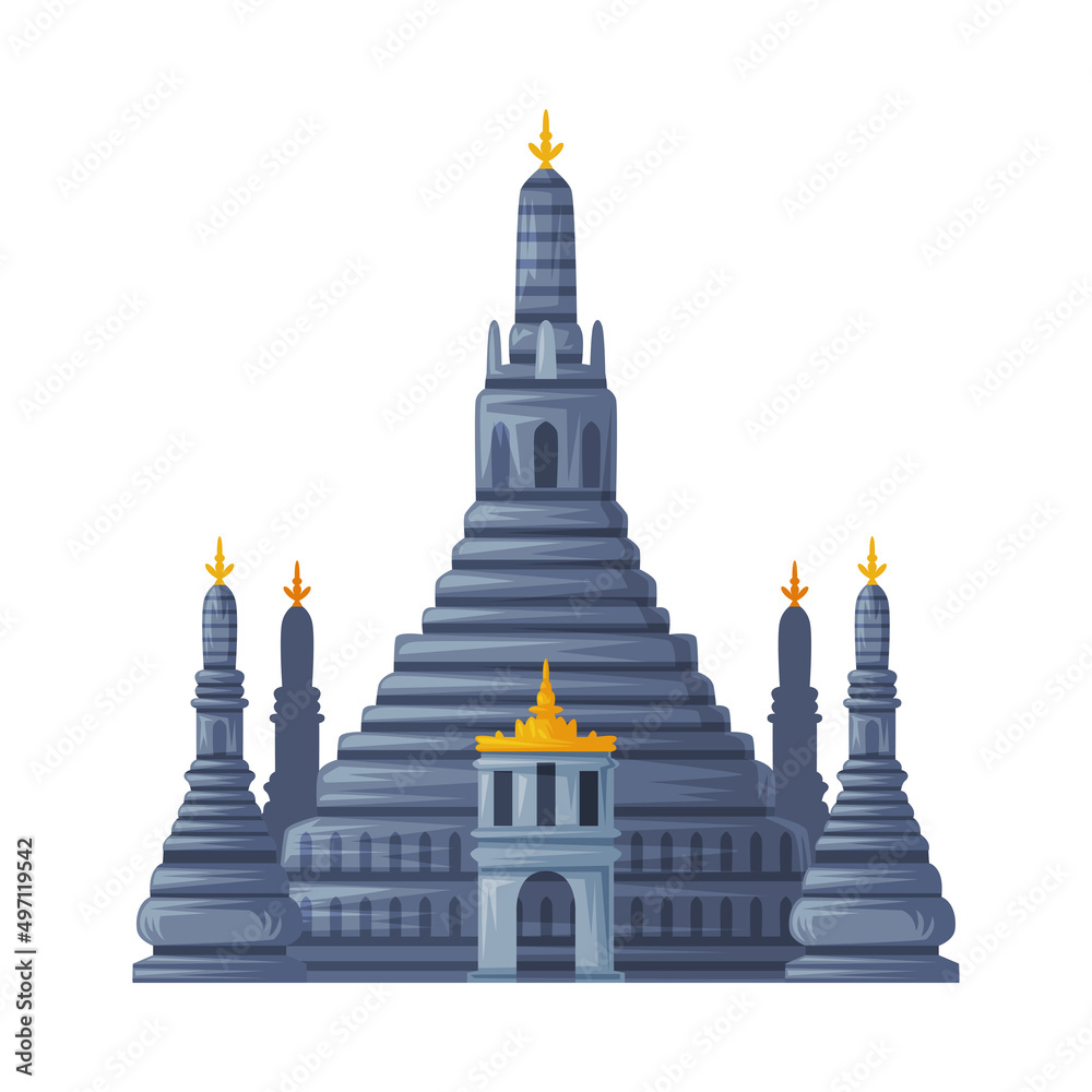 Wat Arun as Thailand Symbol and Famous Landmark Vector Illustration
