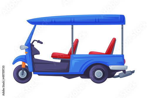 Auto Rickshaw as Thailand Symbol and Famous Urban Transport Vector Illustration