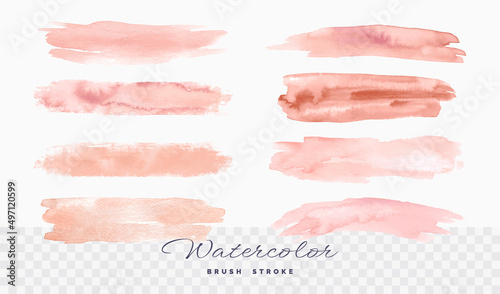 Set of rose gold watercolor brush stroke