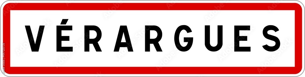 Panneau entrée ville agglomération Vérargues / Town entrance sign Vérargues Panneau entrée ville agglomération Vérargues / Town entrance sign Vérargues