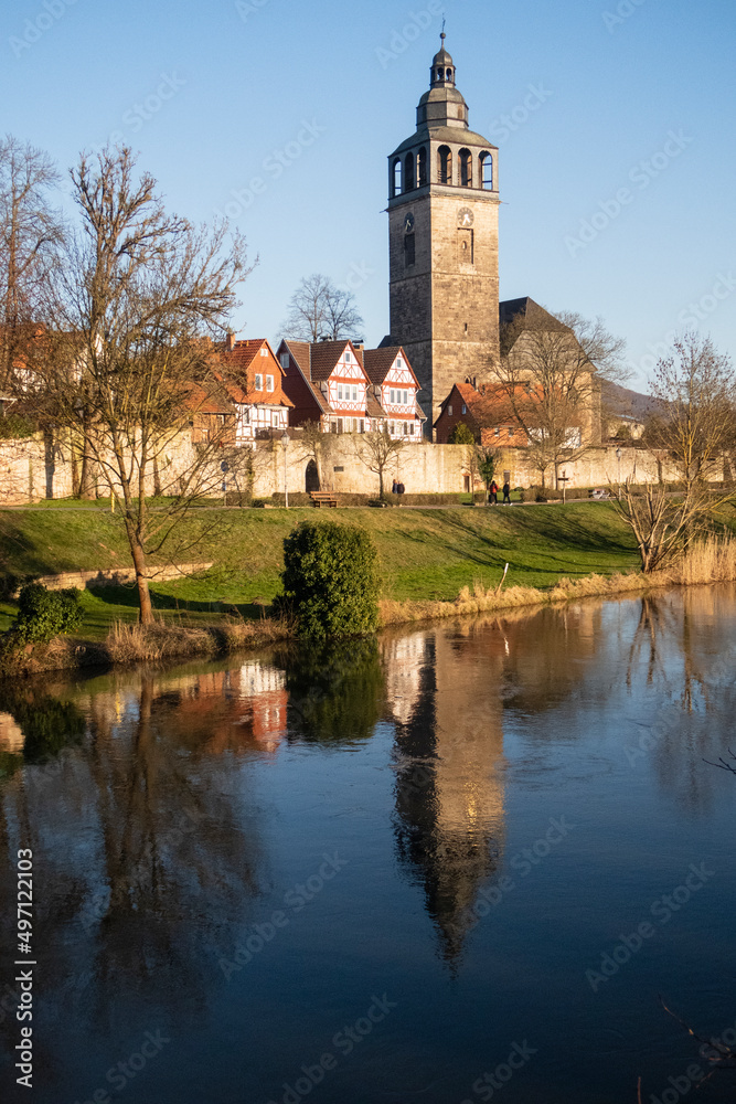 city wall and old town of Bad Sooden Allendorf in Hesse, Germany