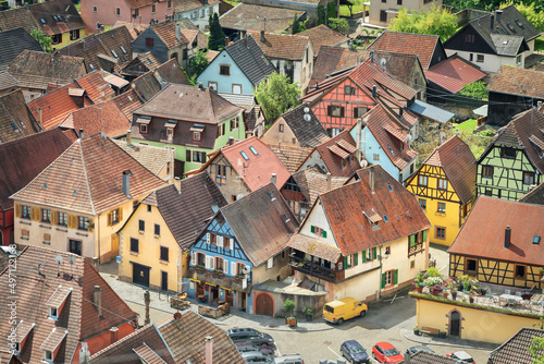 Aerial view of  Ribeauville village, Alsace, France