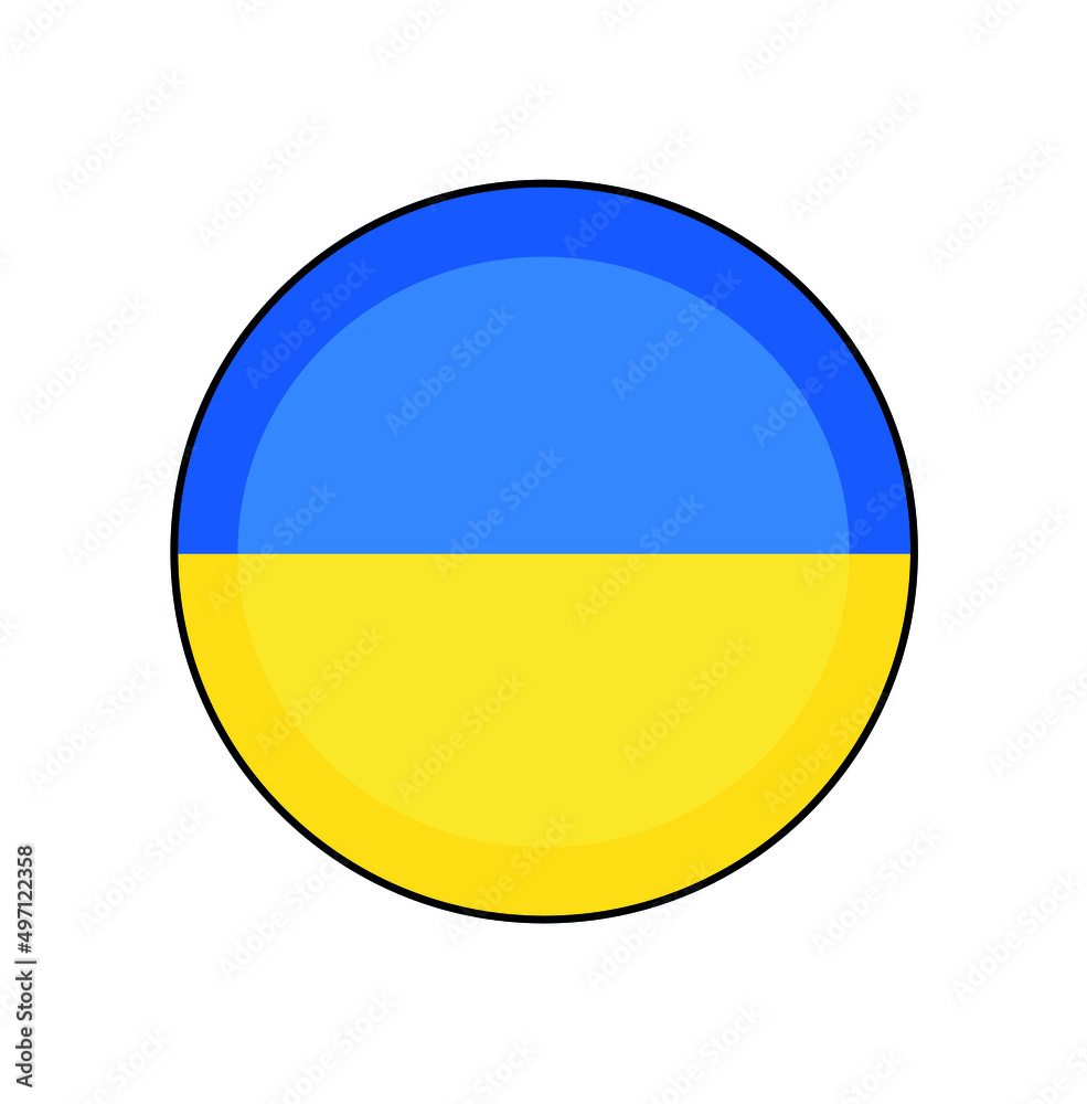 Ukraine Flag Round Button European push button concepts in 3D. Ukraine Flag Round Button European push button concepts in 3D.