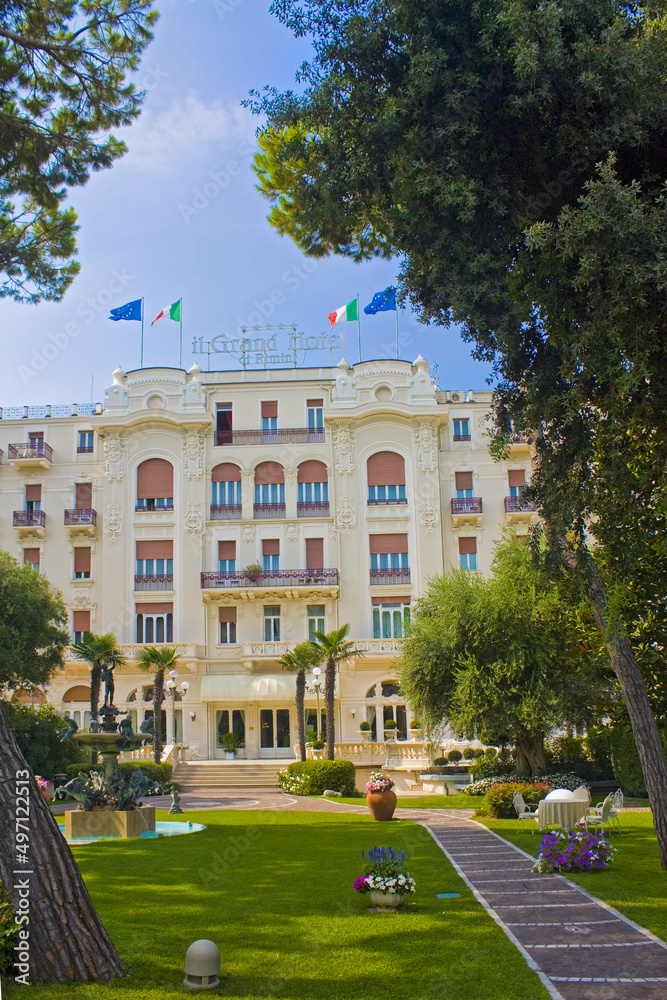 View of famous Hotel in Rimini, Italy	